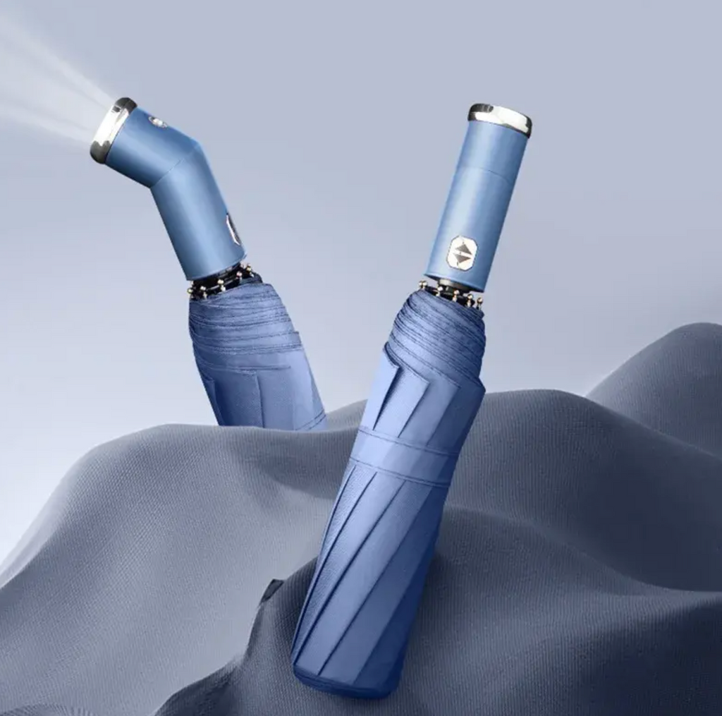 Automatic 3-Fold LED Sun & Rain Umbrella